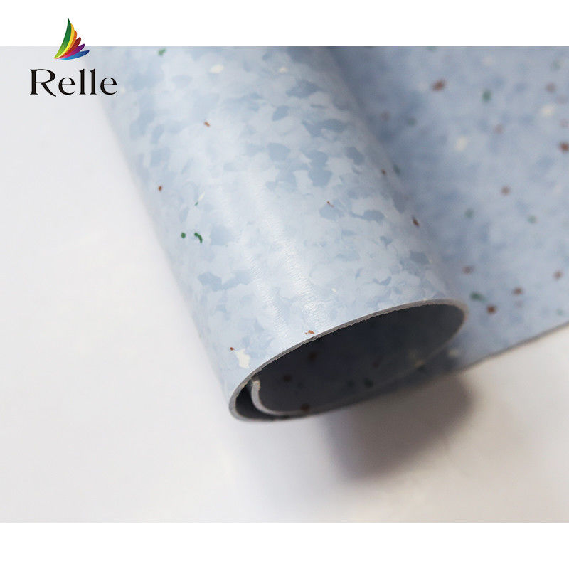 Relle Blue and White Granite Homogeneous Antibacterial Vinyl Flooring Roll với lớp phủ PUR