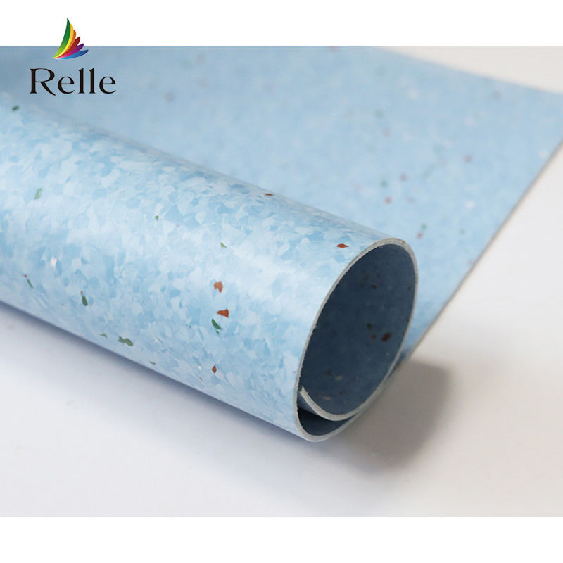 Relle Blue and White Granite Homogeneous Antibacterial Vinyl Flooring Roll với lớp phủ PUR
