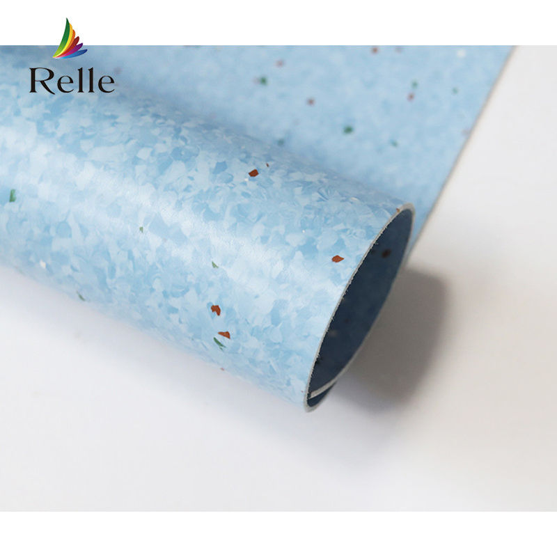 Relle Blue and White Granite Homogeneous Antibacterial Vinyl Flooring Roll với lớp phủ PUR