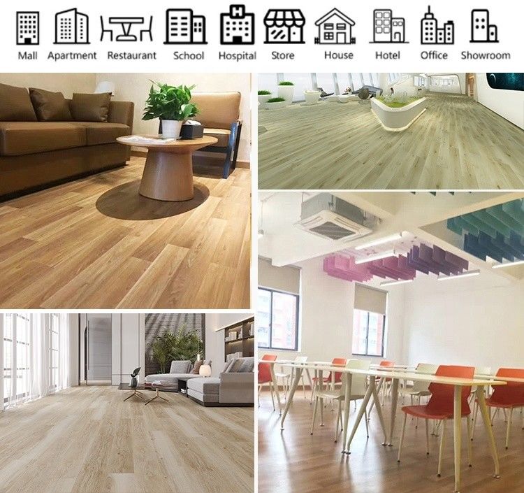 20m PVC Oak Vinyl Flooring Roll Heterogeneous Vinyl Flooring cho trường mẫu giáo