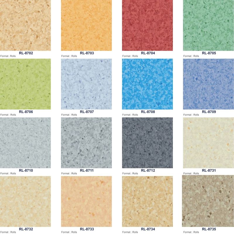 Dryback Homogeneous Flooring 2mm Phòng thí nghiệm Vinyl Flooring Màu xanh Xanh Xanh